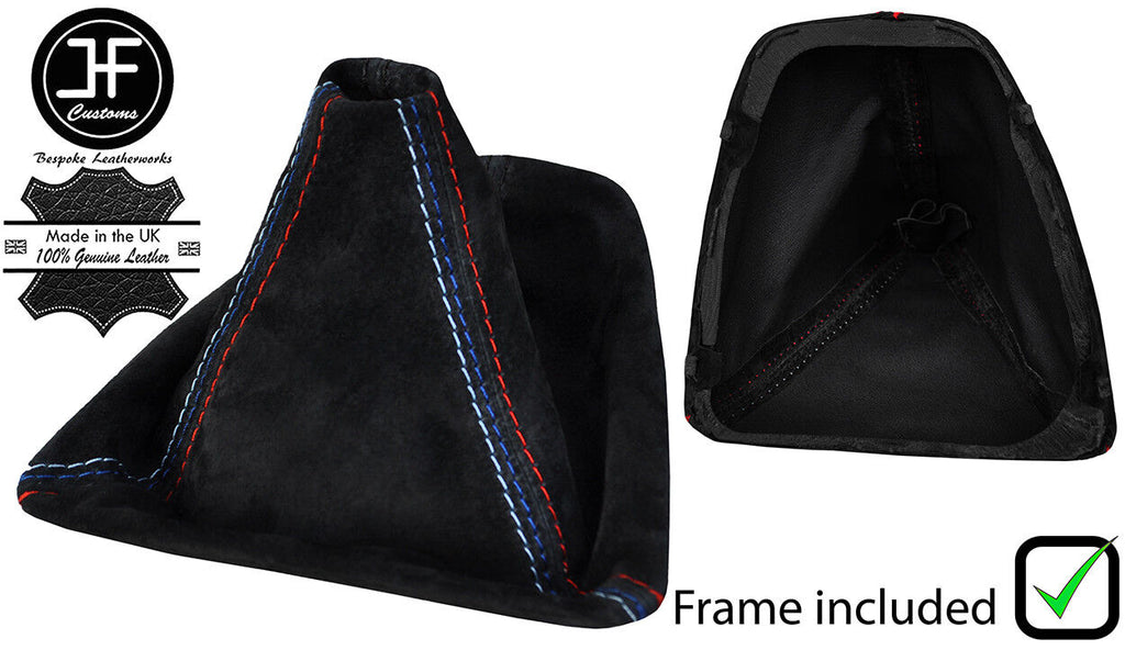 BLACK & TRI STITCH MANUAL SUEDE GEAR GAITER+PLASTIC FRAME FOR BMW E90 E91 E92