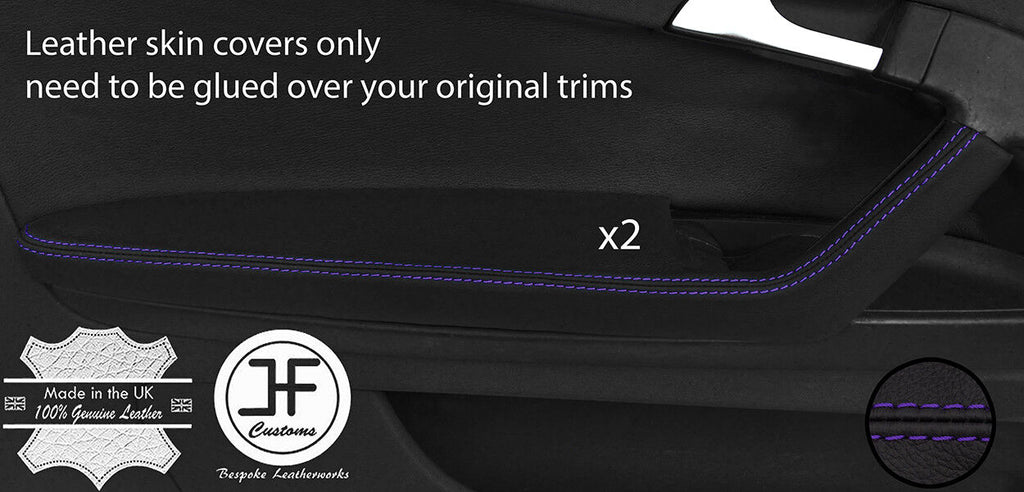 PURPLE STITCH 2X FRONT DOOR HANDLE ARMREST LEATHER COVER FOR AUDI A3 04-12 3DOOR
