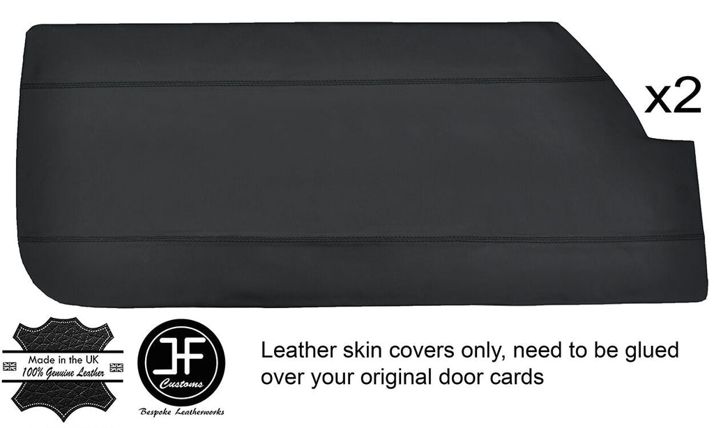 BLACK STITCH 2X FULL FRONT DOOR CARD REAL LEATHER COVERS FITS GINETTA G15 67-75
