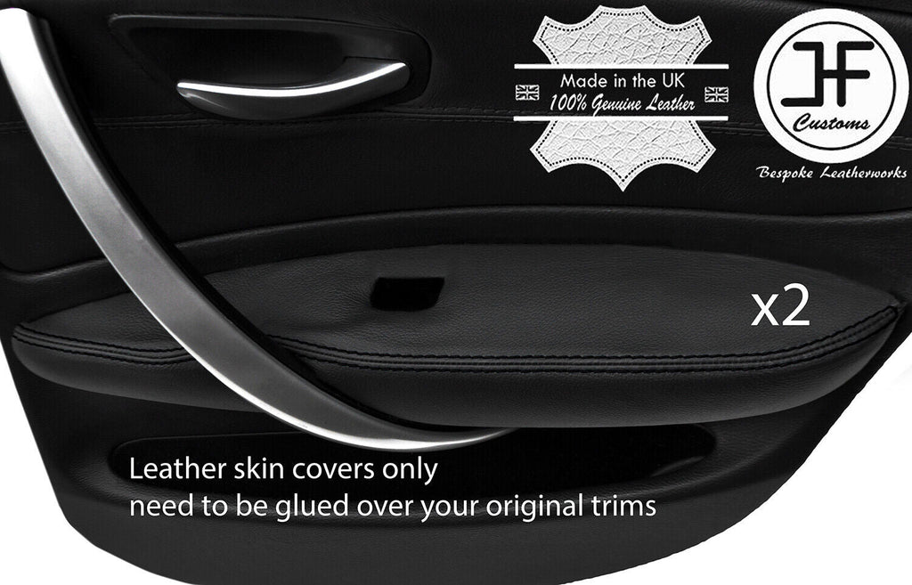 BLACK STITCH 2X REAR DOOR ARMREST TRIM LEATHER COVER FOR BMW 1 SERIES E87 04-12