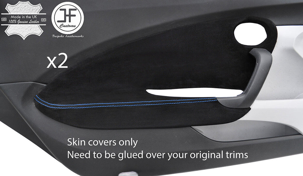 BLUE STITCH 2X FRONT DOOR CARD TRIM SUEDE COVERS FITS HONDA CR-Z CR Z 10-16