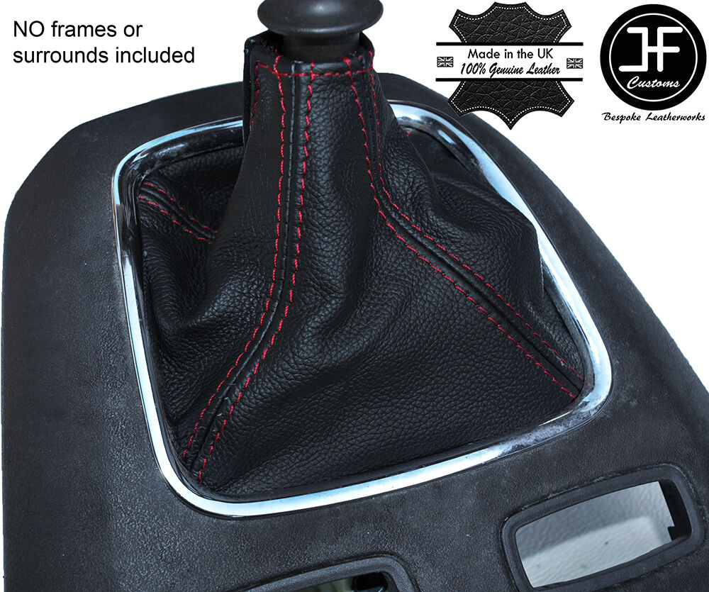 RED STITCHING MANUAL LEATHER GEAR GAITER FITS LANCIA MUSA 2004-2012 CUSTOM NEW