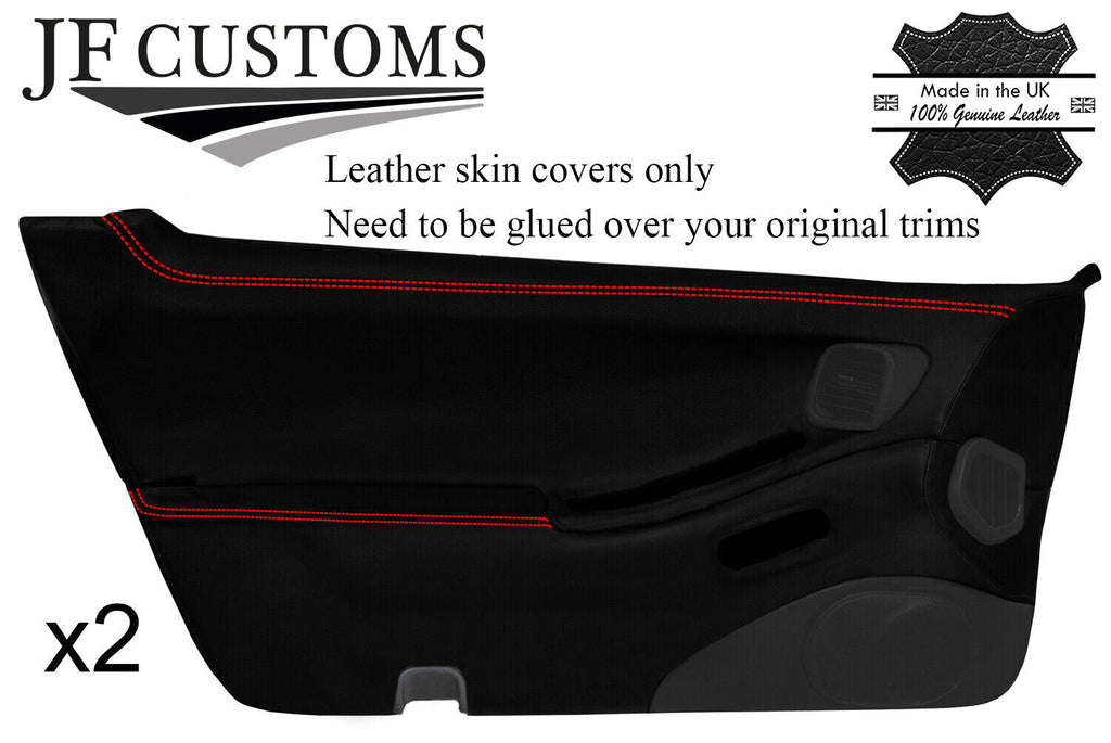 RED STITCH 2X FULL DOOR CARD LEATHER COVERS FITS NISSAN 300ZX Z32 90-96 JF2