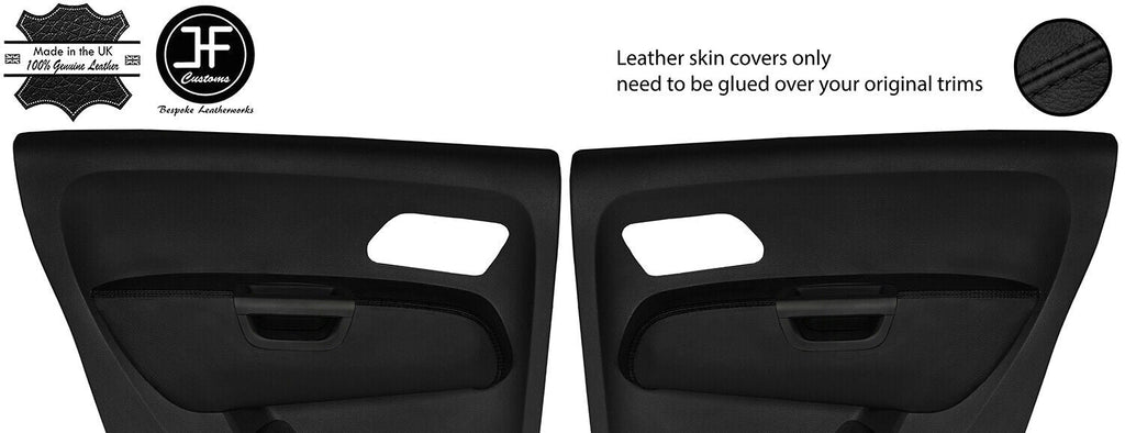 BLACK STITCH 2X REAR DOOR ARMREST TOP GRAIN LEATHER COVERS FOR VW AMAROK 10-20