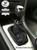 BLACK STITCH  FITS SAAB 93 9-3 SS 2003+ GEAR GAITER BLACK GENUINE LEATHER