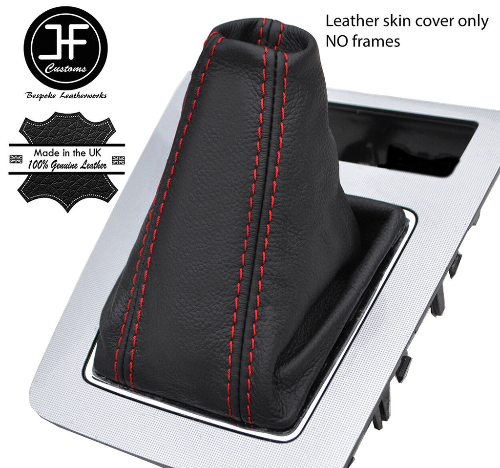 RED STITCHING TOP GRAIN LEATHER GEAR GAITER FITS SKODA OCTAVIA MK3 2013-2017