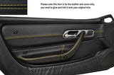 YELLOW STITCH 2X FRONT DOOR CARD TRIMS SKIN COVERS FITS MERCEDES SLK R170 96-04