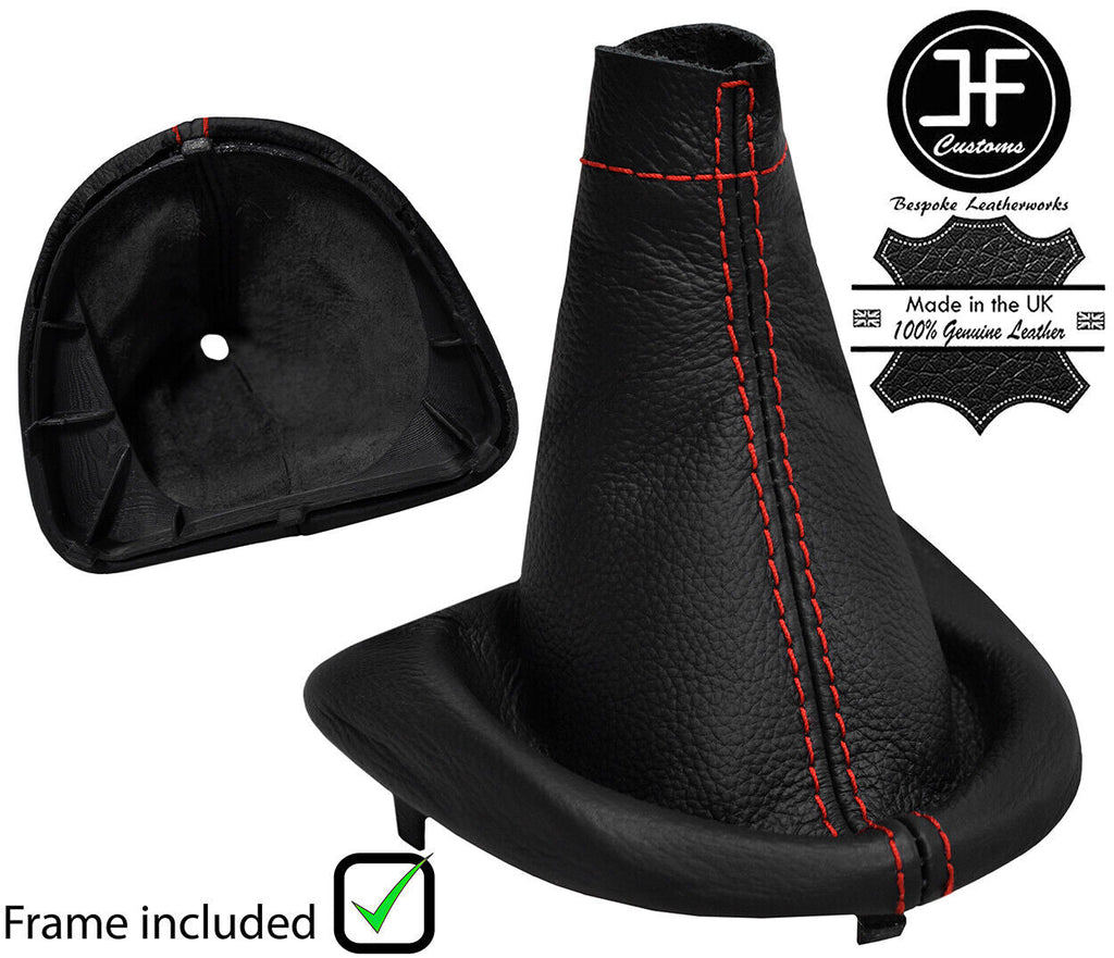 RED STITCH LEATHER GEAR GAITER+PLASTIC FRAME FITS RENAULT MASTER 2004-2010