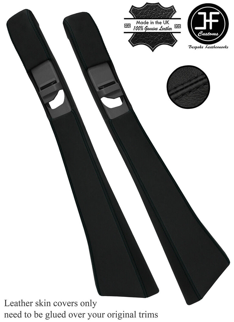 BLACK STITCH 2X B PILLAR REAL LEATHER COVERS FITS MERCEDES W124 E CLASS 83-95