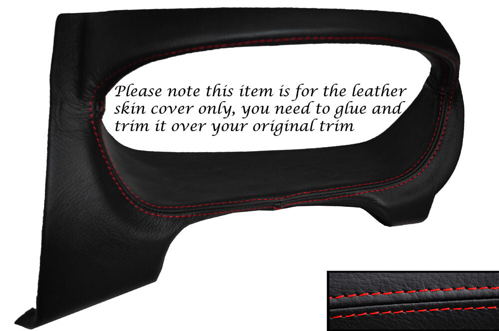 RED STITCH SPEEDO SURROUND LEATHER SKIN COVER FITS MITSUBISHI L200 2006-2014