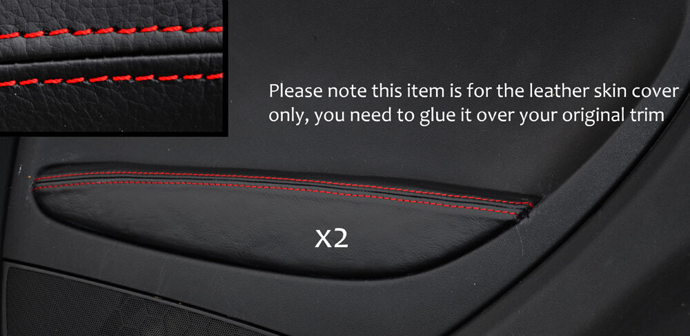 RED STITCH 2X REAR DOOR ARMREST SKIN COVERS FITS FIAT GRANDE PUNTO 05-11 3 DR