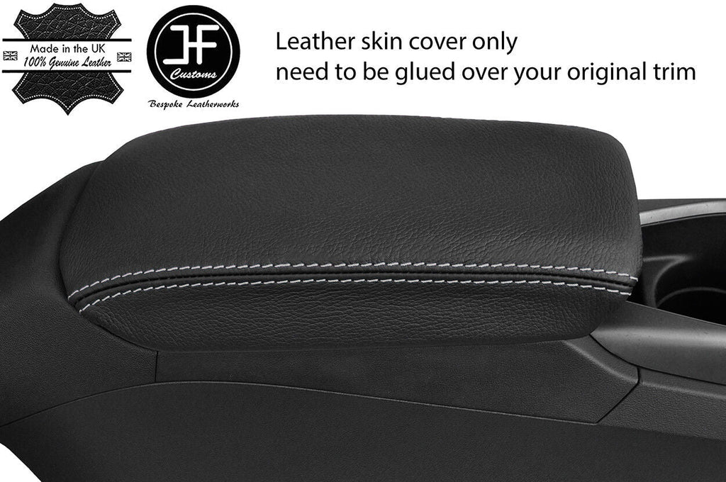 GREY STITCHING TOP GRAIN REAL LEATHER ARMREST COVER FITS AUDI TT MK3 2015-2019
