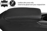 GREY STITCHING TOP GRAIN REAL LEATHER ARMREST COVER FITS AUDI TT MK3 2015-2019
