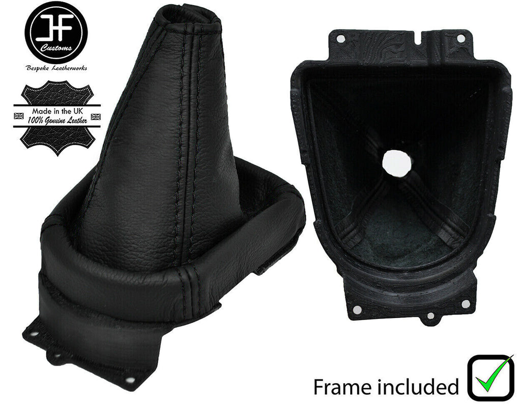 BLACK STITCH LEATHER GEAR GAITER+PLASTIC FRAME FOR CITROEN C-CROSSER 07-13
