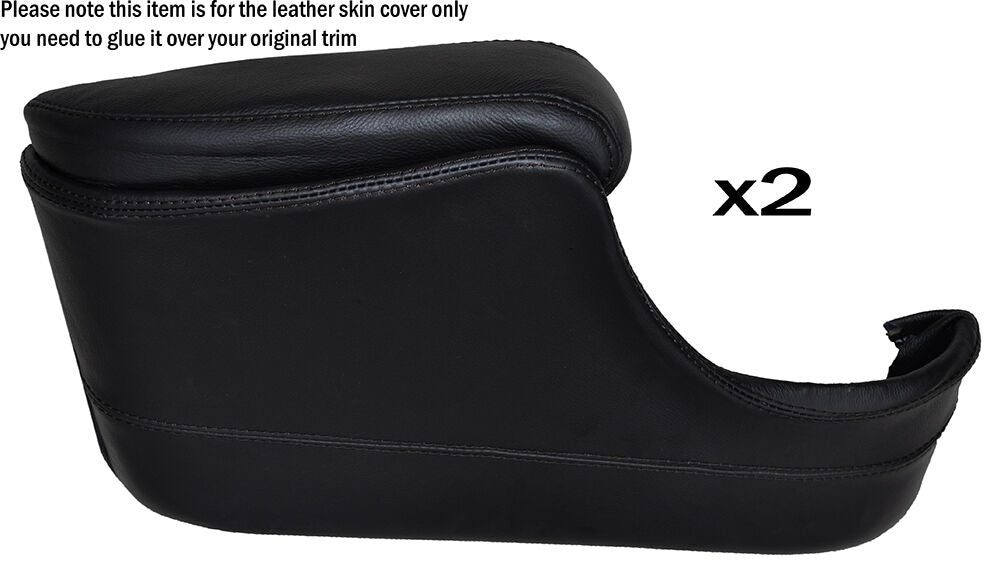 BLACK STITCH 2X DOOR POCKET ARMREST SKIN COVERS FITS JAGUAR XJ6/12 SERIES 1
