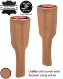 BEIGE REAL LEATHER 2X SEAT BELT STALK TALL COVERS FOR FIAT 124 SPIDER 16-20