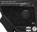 BLACK STITCH 2X REAR DOOR CARD TRIM REAL SUEDE COVERS FOR ALFA ROMEO 147 3 DOOR