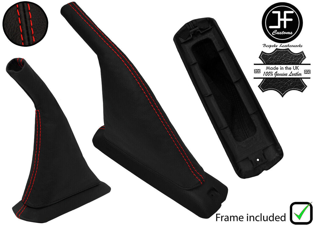 FOR VW GOLF MK2 MKII GTI G60 RALLYE HANDBRAKE LEATHER + BASE KIT RED STITCH