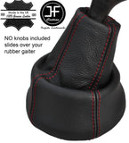 RED STITCH LEATHER GEAR GAITER OVER RUBBER FITS VAUXHALL OPEL MANTA GTE