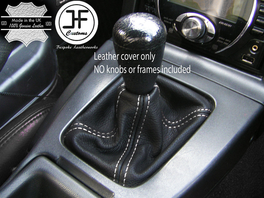 WHITE STITCH FOR MAZDA MX5 MK1 89-97 LEATHER GAITER GEAR SHIFT BOOT CUSTOM MADE
