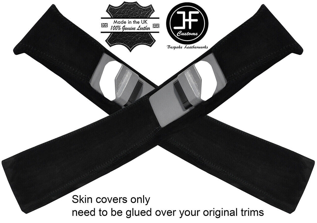 BLACK STITCH 2X B PILLAR REAL SUEDE COVERS FOR MERCEDES E CLASS W210 1995-2002