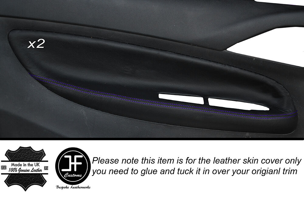 PURPLE STITCH 2X FRONT DOOR CARD TRIM LEATHER COVERS FITS CITROEN C3 DS3 10-15
