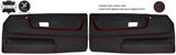 RED  STITCH 2X FRONT DOOR CARD LEATHER COVERS FOR VW POLO MK2 F 2 DOOR