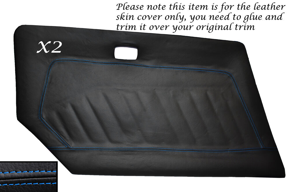 BLUE STITCH 2X DOOR CARD LEATHER SKIN COVER FITS DATSUN 240Z 260Z 280Z