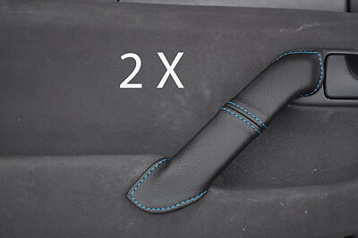 blue stitch FITS VW LUPO 98-05  2X FRONT DOOR HANDLE LEATHER COVERS CUSTOM NEW