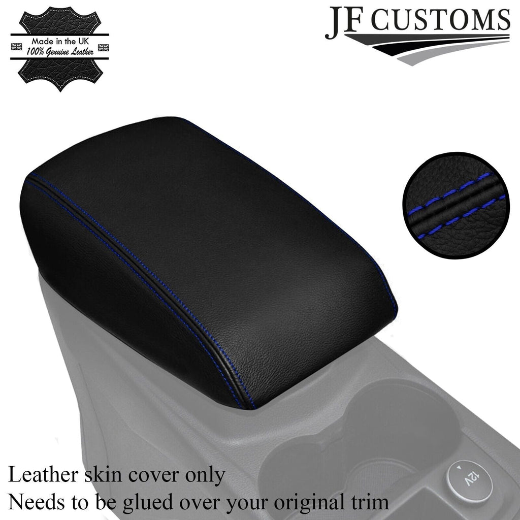 BLUE STITCHING LEATHER ARMREST SKIN COVER FITS FORD FOCUS MK3 2011-2014