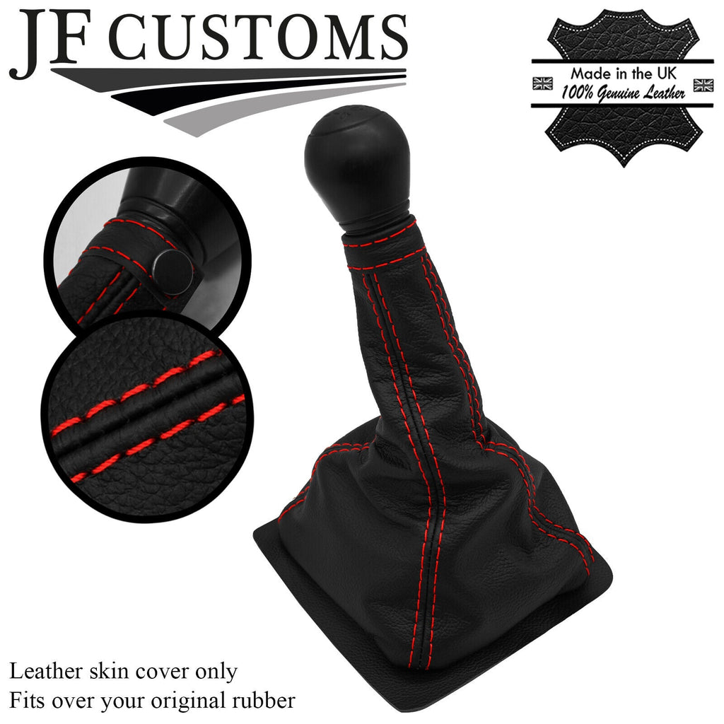 RED STITCH LEATHER OVER RUBBER GEAR GAITER FITS PEUGEOT 106 91-03 CUSTOM NEW
