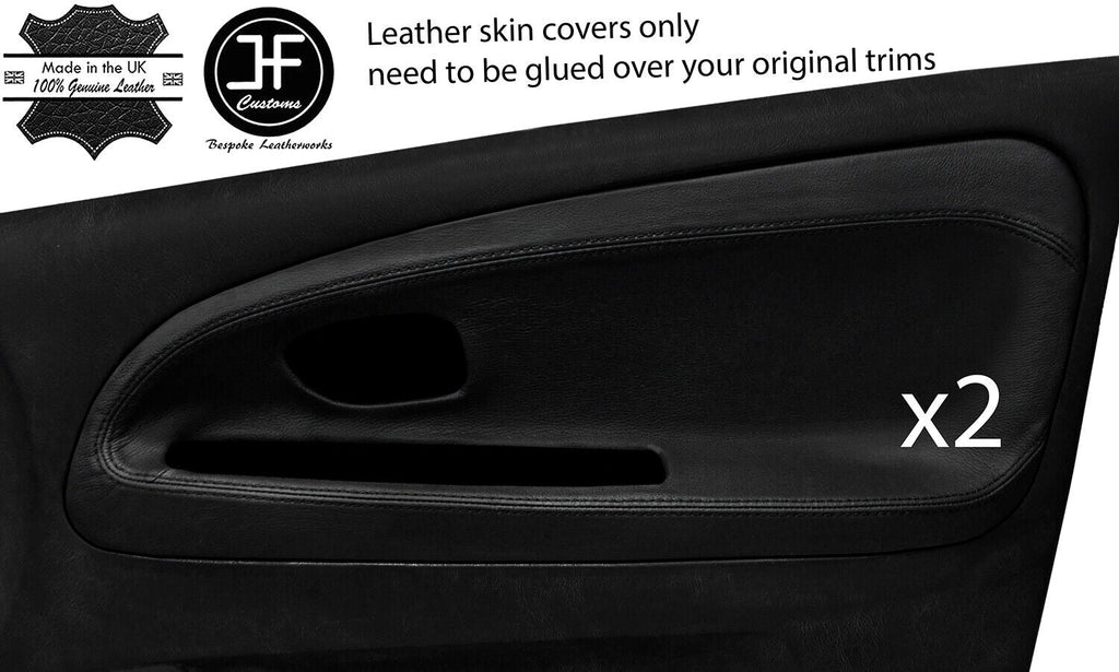 BLACK STITCH 2X FRONT DOOR CARD TRIM COVERS FOR MITSUBISHI EVO 4 5 6 STYLE 2