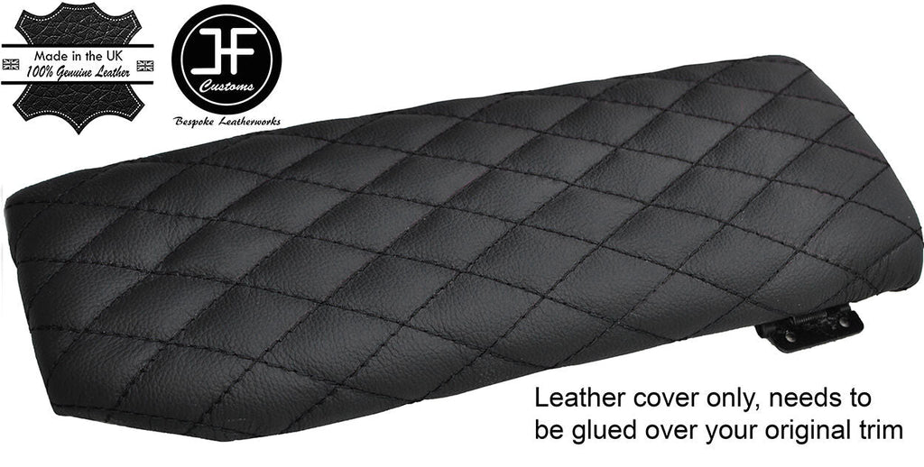 BLACK DIAMOND STITCH REAL LEATHER ARMREST LID COVER FITS MAZDA MX5 MK2 98-00