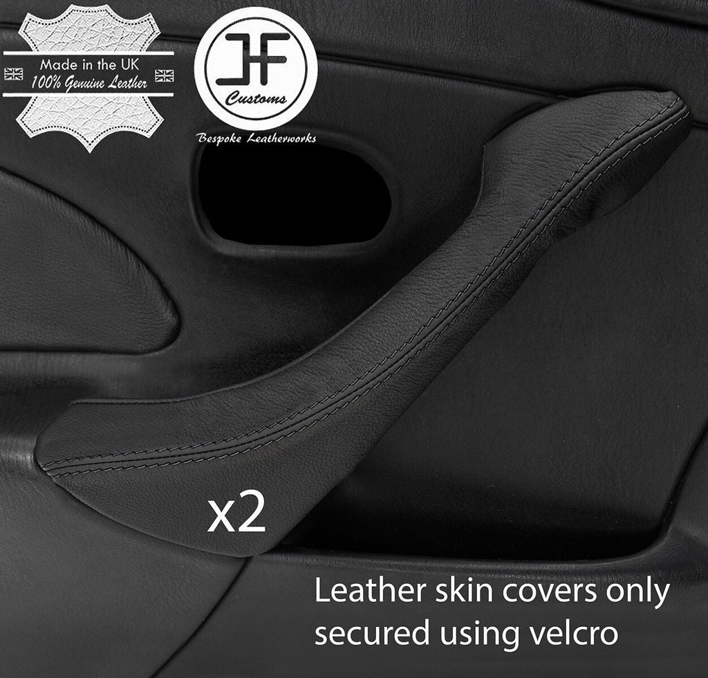BLACK STITCH 2X DOOR HANDLE LEATHER COVER FITS MAZDA MX5 MK2 2.5 MIATA 01-05