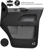 BLACK STITCH 2X FRONT DOOR CARD LEATHER COVERS FOR VW T5 TRANSPORTER CARAVELLE