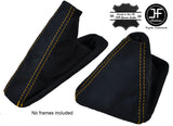 YELLOW STITCH PU SUEDE GEAR & HANDBRAKE GAITER FITS BMW 3 SERIES E90 E91 E92 E93