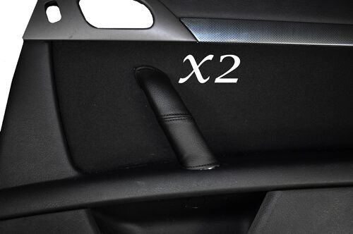 BLACK STITCH 2X REAR DOOR HANDLE LEATHER SKIN COVERS FITS PEUGEOT 407 04-10