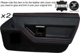 RED STITCH 2X FRONT DOOR CARD TRIM LEATHER SKIN COVER FITS CORVETTE C4 84-90