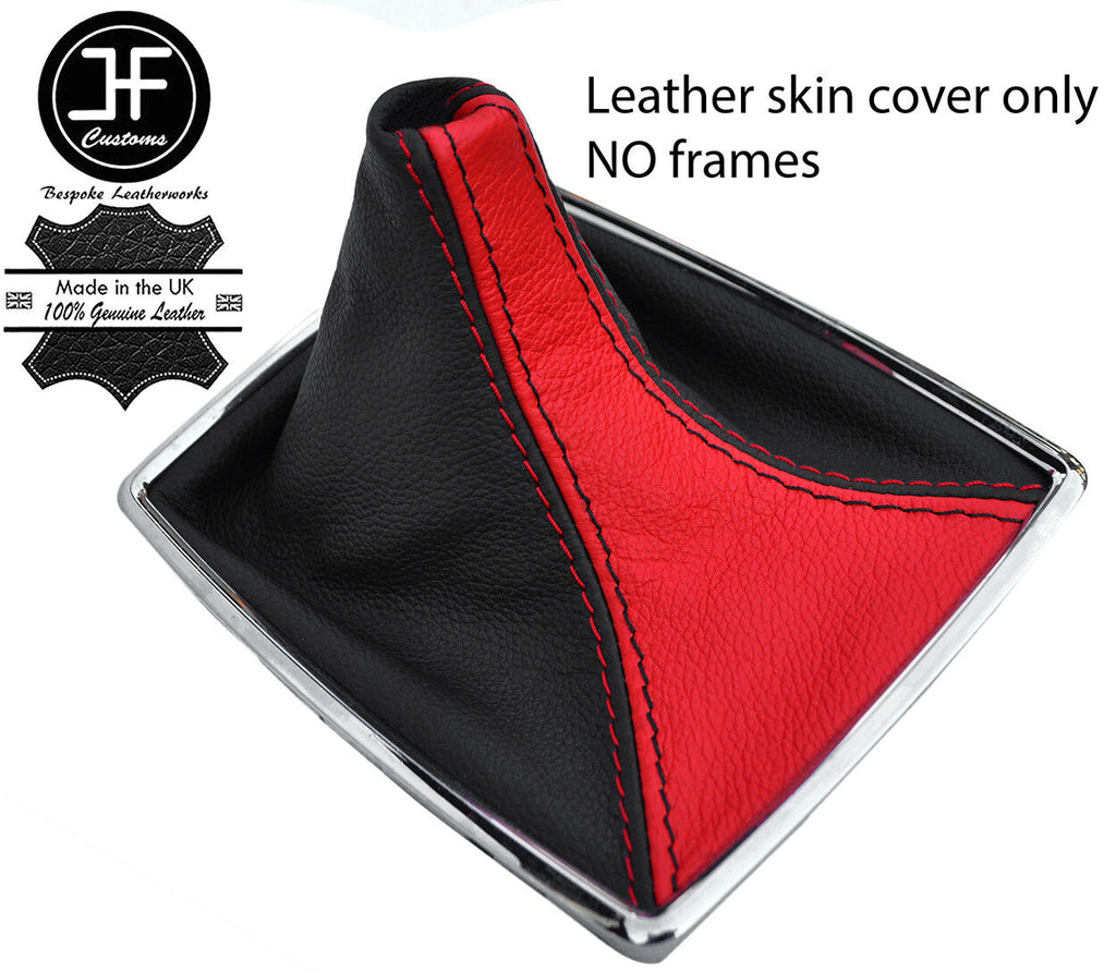 BLACK & RED TOP GRAIN LEATHER GEAR GAITER FOR MERCEDES C CLASS W204 07-14