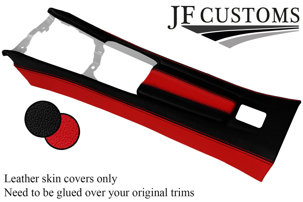 BLACK RED CENTRE CONSOLE + ARMREST LEATHER COVERS FITS MAZDA MX5 MK4 ND 15-20