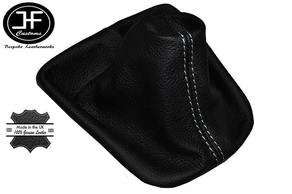 WHITE STITCHING FITS TOYOTA AYGO CITROEN C1 PEUGEOT 107 GEAR GAITER LEATHER