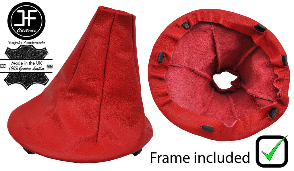 RED REAL LEATHER GEAR GAITER WITH PLASTIC FRAME FITS FIAT PANDA 2003-2012