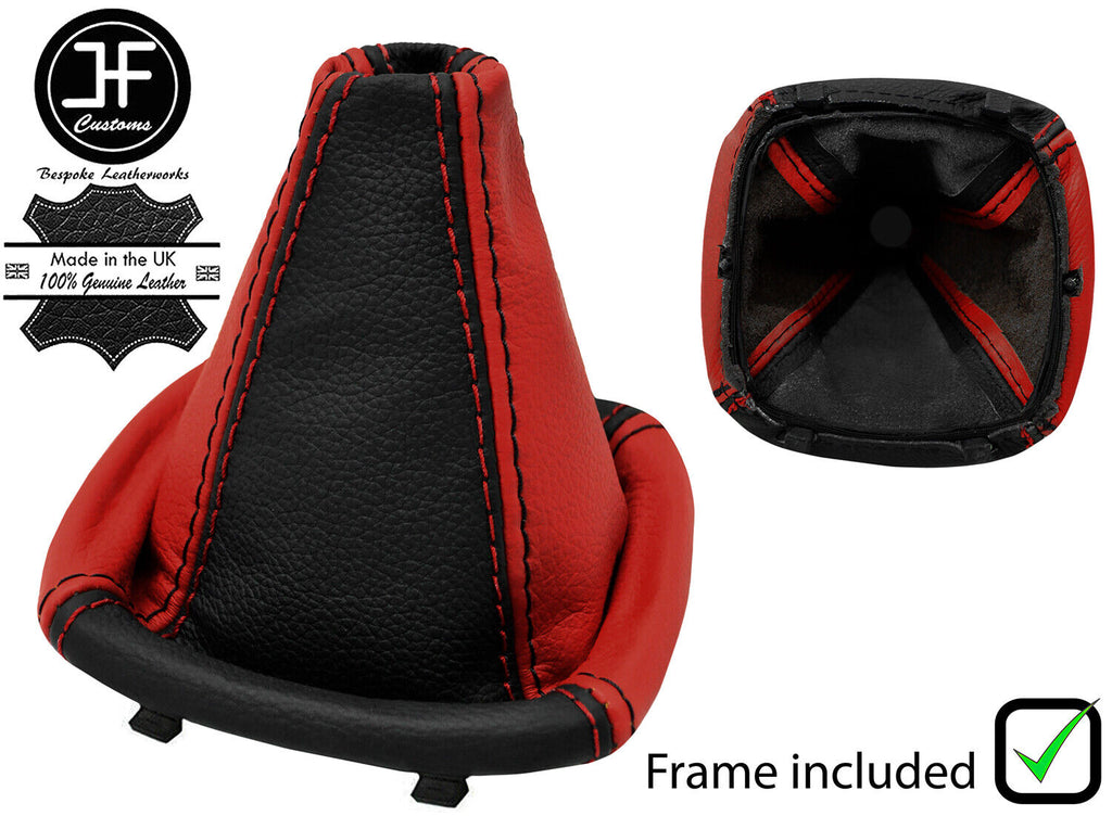 BLACK RED REAL LEATHER GEAR GAITER+FRAME FOR MERCEDES VITO METRIS W447 2015+