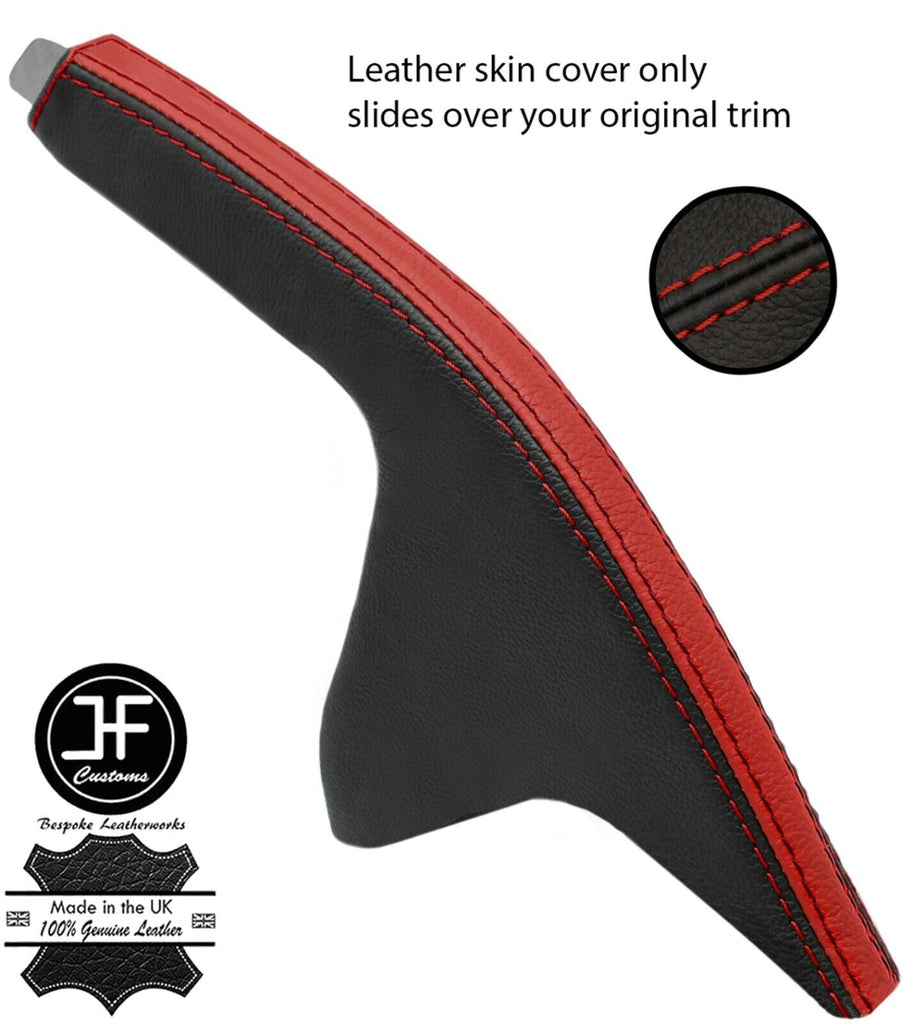 BLACK RED REAL LEATHER HANDBRAKE GAITER COVER FITS HONDA ACCORD 2003-2007