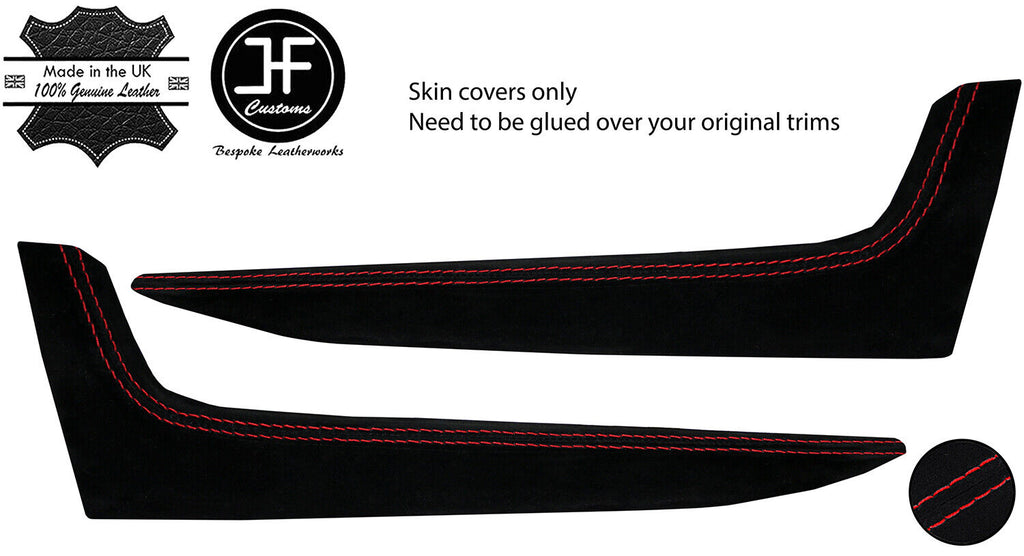 RED  STITCH 2X DOOR POCKET TRIM SUEDE COVERS FITS SMART ROADSTER 452 03-05