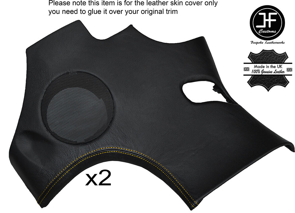 YELLOW STITCH 2X REAR SIDE SPEAKER PANEL LEATHER COVERS FITS CORVETTE C6 05-13