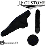 D BLUE STITCH SUEDE HANDBRAKE GAITER+PLASTIC FRAME FOR BMW MINI R50 R53 01-06