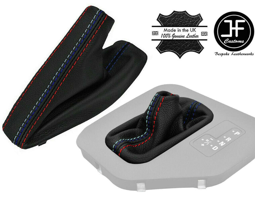 BLUE & TRI STITCH LEATHER AUTOMATIC GEAR HANDBRAKE GAITER FITS BMW E39 96-03