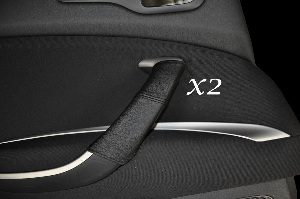 BLACK STITCH 2X FRONT DOOR HANDLE LEATHER SKIN COVERS FITS CITROEN C5 2008-2013