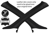 BLACK STITCHING 2X A PILLAR REAL LEATHER COVERS FITS AUDI A4 B8 2008-2015